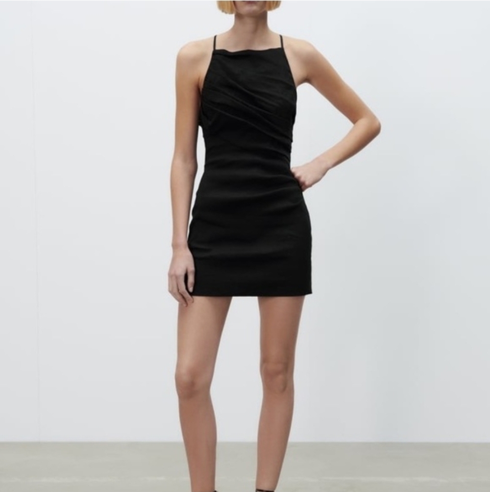 NWT Zara Drapped Linen Dress